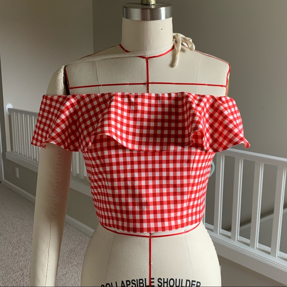 Crop red tartan top